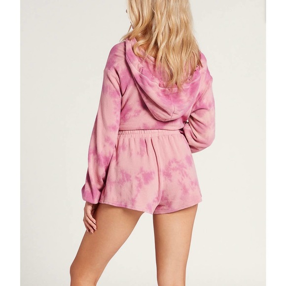 VOLCOM LIVED IN LOUNGEWEAR FULLZIP HOODIE & FLEECE SHORT -FADED MAUVE - Picture 8 of 14